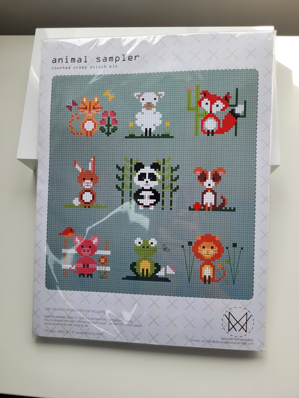 NWT - Diana Watters Animal Sampler Cross Stitch Kit -  Still in package